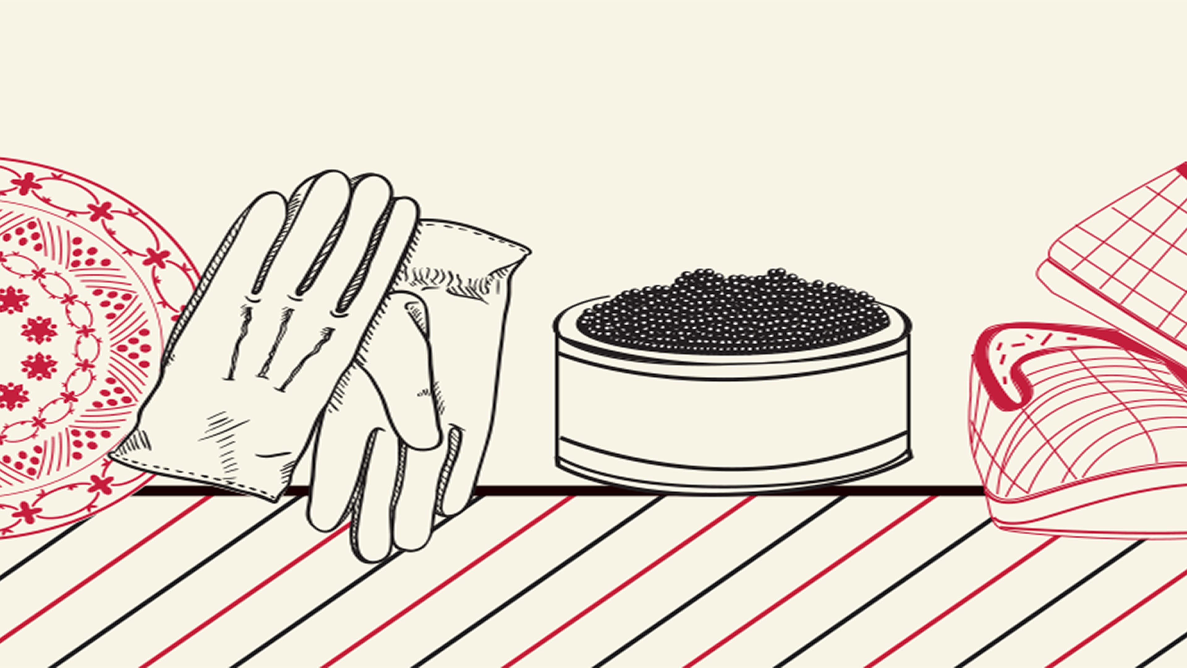 Illustrations : produits de nouvelle aquitaine porcelaine, cuir, caviar