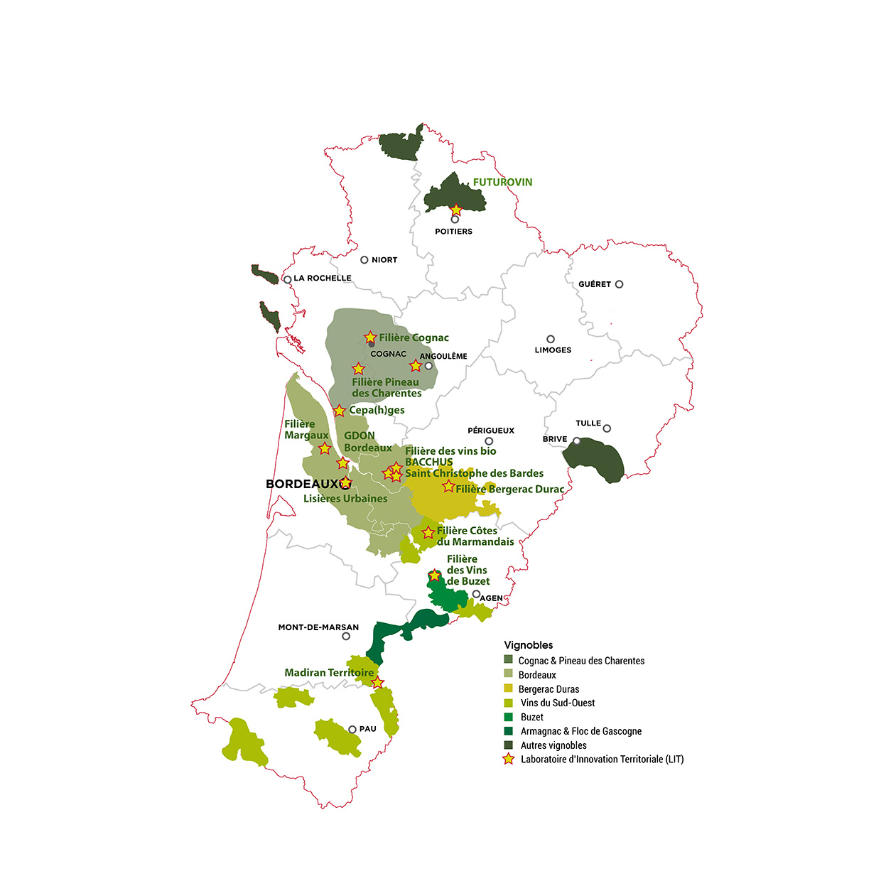 Carte des laboratoire d'innovation territoriale