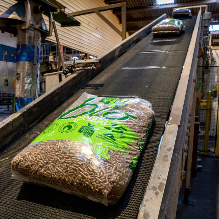 granulés de bois dans usine